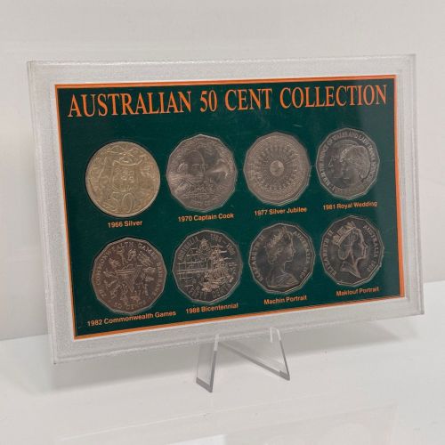 AUSTRALIEN 50 CENT Collection 1966-1988 - 8x50ct mit einer Silbermünze