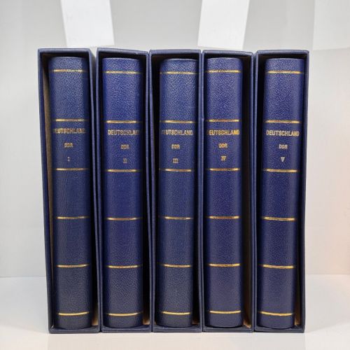 5x ABRIA Klemmbinder Blau Aufdruck "Deutschland DDR I-V" mit Kassette gebraucht