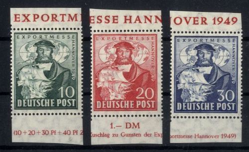 Bizone Nr. 103-105 I postfrisch, Einzelmarken aus Block 1 - Exportmesse Hannover 1949