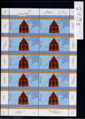 Bund, Michel Nr. 2195 Zehnerbogen postfrisch - Katharinenkloster