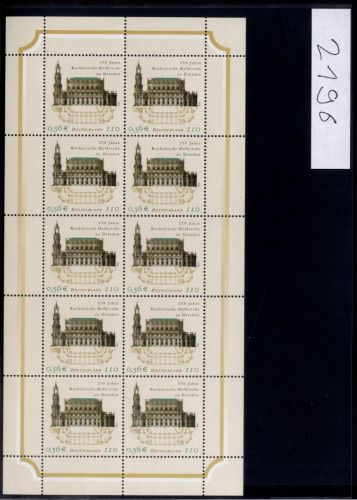 Bund, Michel Nr. 2196 Zehnerbogen postfrisch - Katholische Hofkirche