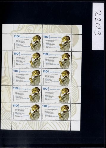 Bund, Michel Nr. 2209 Zehnerbogen postfrisch - Lehrer Lämpel - Wilhelm Busch