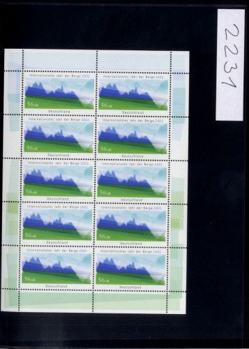 Bund, Michel Nr. 2231 Zehnerbogen postfrisch - Jahr der Berge