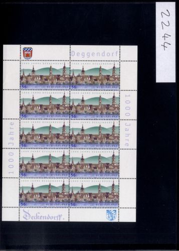 Bund, Michel Nr. 2244 Zehnerbogen postfrisch - 1000 Jahre Deggendorf