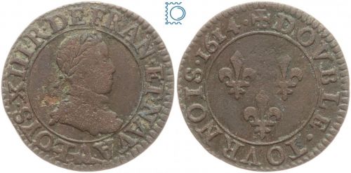 Frankreich Double Tournois 1614 A Paris, Louis XIII