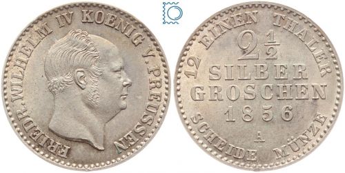 Brandenburg-Preussen, 2 1/2 Silbergroschen 1856 A, Friedrich Wilhelm IV. 1840-1861
