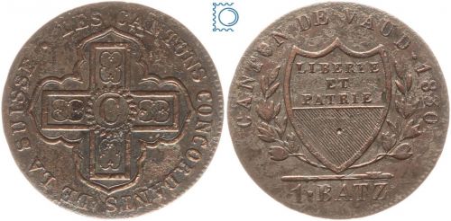 SCHWEIZ Kanton Waadt (Vaud), 1 Batzen 1830
