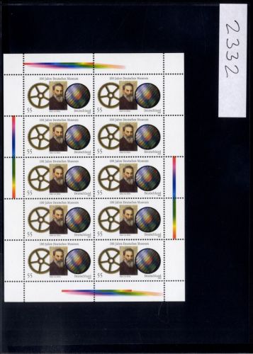Bund, Michel Nr. 2332 Zehnerbogen postfrisch - Deutsches Museum