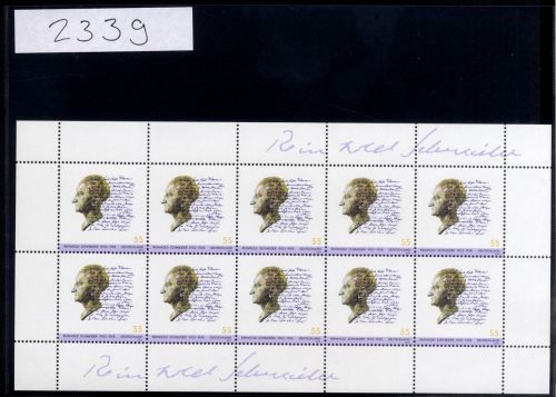 Bund, Michel Nr. 2339 Zehnerbogen postfrisch - Reinhold Schneider