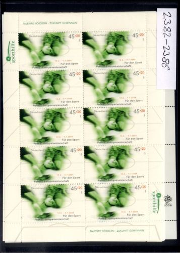 Bund, Michel Nr. 2382-2386 Zehnerbogen postfrisch - Für den Sport