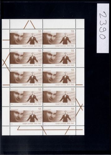 Bund, Michel Nr. 2390 Zehnerbogen postfrisch - Joseph Schmidt