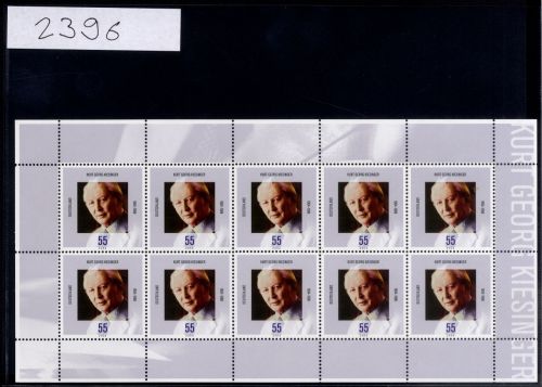 Bund, Michel Nr. 2396 Zehnerbogen postfrisch - Kurt Georg Kiesinger