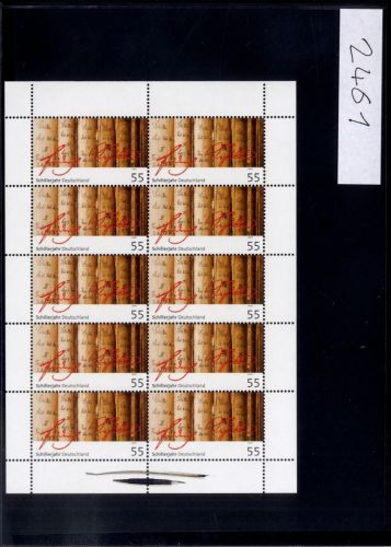 Bund, Michel Nr. 2461 Zehnerbogen postfrisch - Schillerjahr