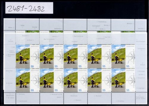 Bund, Michel Nr. 2481-2482 Zehnerbogen postfrisch - Post Fluss/Berg