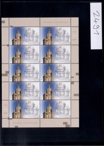Bund, Michel Nr. 2491 Zehnerbogen postfrisch - Dresdner Frauenkirche