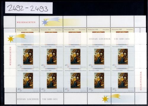 Bund, Michel Nr. 2492-2493 Zehnerbogen postfrisch - Weihnachten 2005