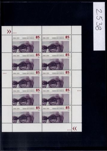 Bund, Michel Nr. 2538 Zehnerbogen postfrisch - Gerd Bucerius