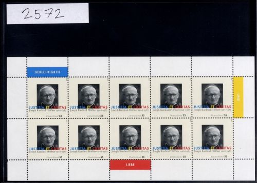 Bund, Michel Nr. 2572 Zehnerbogen postfrisch - Joseph Kardinal Höffner