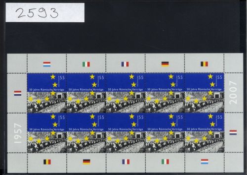Bund, Michel Nr. 2593 Zehnerbogen postfrisch - Römische Verträge