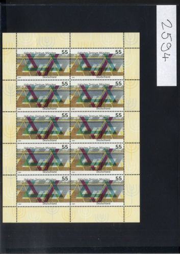 Bund, Michel Nr. 2594 Zehnerbogen postfrisch - Jüdisches Zentrum München