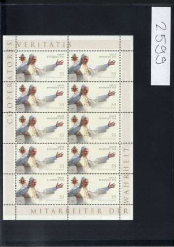 Bund, Michel Nr. 2599 Zehnerbogen postfrisch - Papst Benedikt XVI