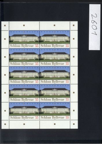 Bund, Michel Nr. 2601 Zehnerbogen postfrisch - Schloss Belvue
