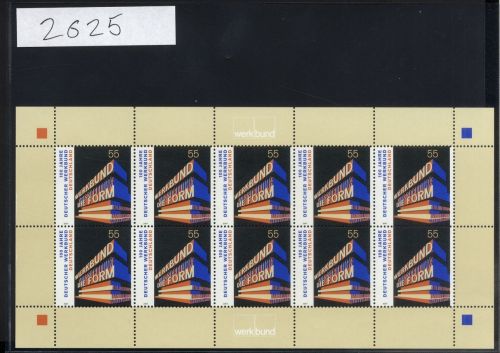 Bund, Michel Nr. 2625 Zehnerbogen postfrisch - Deutscher Werkbund