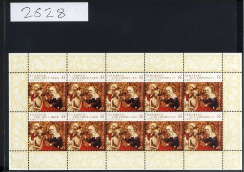 Bund, Michel Nr. 2628 Zehnerbogen postfrisch - Hl. Elisabeth von Thüringen