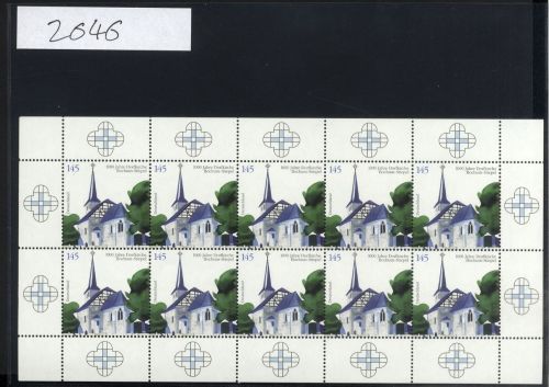 Bund, Michel Nr. 2646 Zehnerbogen postfrisch - Dorfkirche Bochum-Stiepel