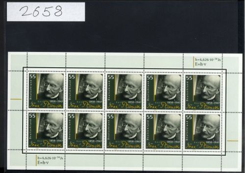 Bund, Michel Nr. 2658 Zehnerbogen postfrisch - Max Planck