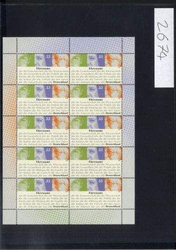 Bund, Michel Nr. 2674 Zehnerbogen postfrisch - Ehrenamt