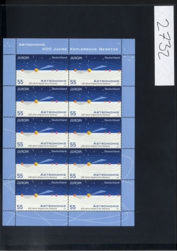 Bund, Michel Nr. 2732 Zehnerbogen postfrisch - Astronomie