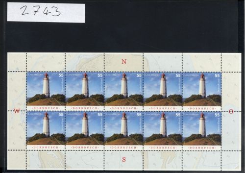 Bund, Michel Nr. 2743 Zehnerbogen postfrisch - Leuchtturm Dornbusch