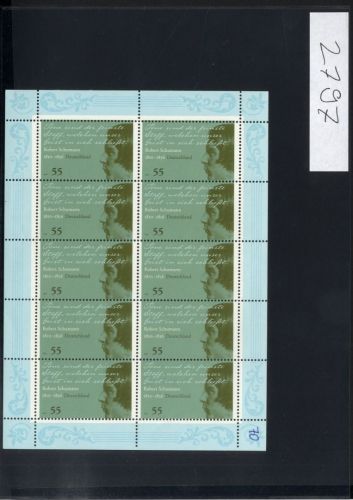 Bund, Michel Nr. 2797 Zehnerbogen postfrisch - Robert Schumann