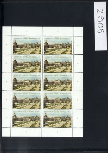 Bund, Michel Nr. 2905 Zehnerbogen postfrisch - Mathäus Daniel Pöppelmann