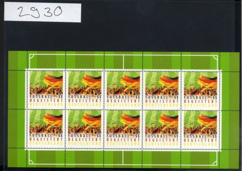 Bund, Michel Nr. 2930 Zehnerbogen postfrisch - Fußball begeistert