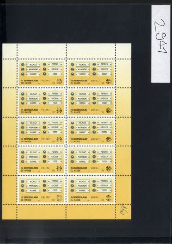 Bund, Michel Nr. 2941 Zehnerbogen postfrisch - Vielfalt