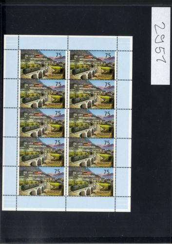 Bund, Michel Nr. 2951 Zehnerbogen postfrisch - Mittelwaldbahn