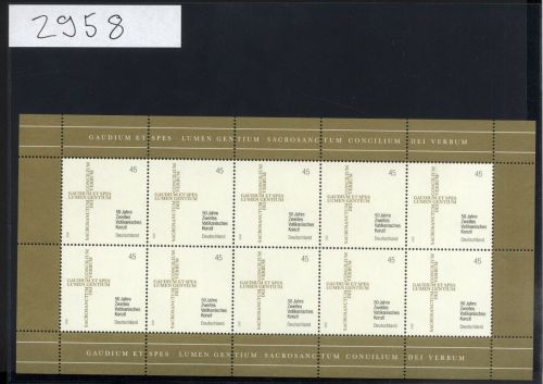Bund, Michel Nr. 2958 Zehnerbogen postfrisch - Zweites Vatikanisches Konzil
