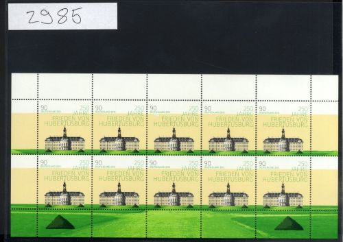 Bund, Michel Nr. 2985 Zehnerbogen postfrisch - Frieden von Hubertusburg