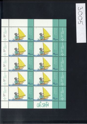 Bund, Michel Nr. 3005 Zehnerbogen postfrisch - Uli Stein - Surfmaus