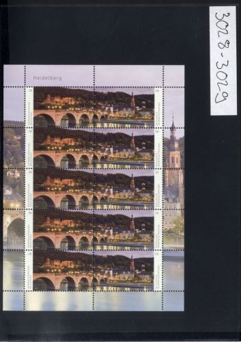 Bund, Michel Nr. 3028-3029 Zusammendruck Bogen postfrisch - Panorama Heidelberg