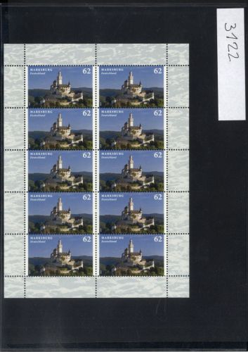 Bund, Michel Nr. 3122 Zehnerbogen postfrisch - Marksburg