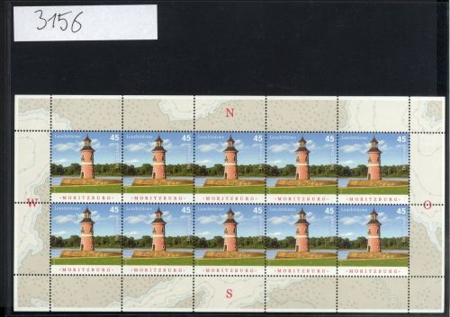 Bund, Michel Nr. 3156 Zehnerbogen postfrisch - Leuchtturm Moritzburg