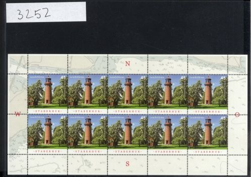Bund, Michel Nr. 3252 Zehnerbogen postfrisch - Leuchtturm Staberhuk