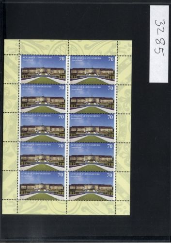 Bund, Michel Nr. 3285 Zehnerbogen postfrisch - Residenzschloss Ludwigsburg