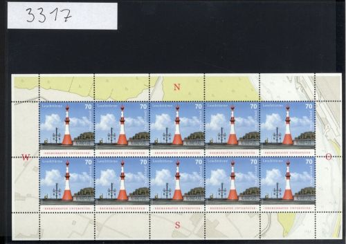 Bund, Michel Nr. 3317 Zehnerbogen postfrisch - Leuchtturm Bremerhaven