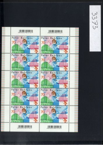 Bund, Michel Nr. 3373 Zehnerbogen postfrisch - Peter Behrens