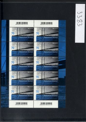 Bund, Michel Nr. 3383 Zehnerbogen postfrisch - Rheinkniebrücke