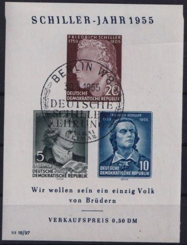 DDR Block 12 XI PF IV Plattenfehler gestempelt - SST BERLIN - Schiller 1955